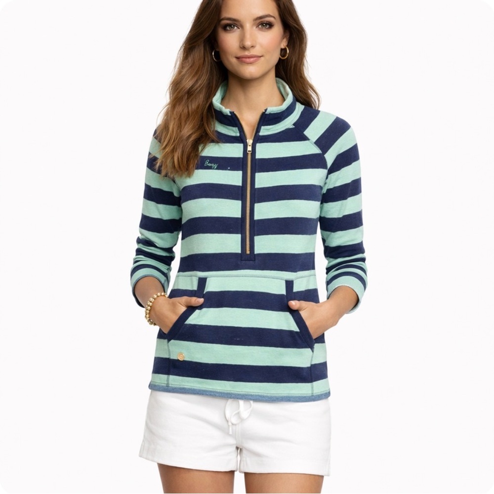 Lilly Pulitzer Sweatshirt Stripes Blue Green XS